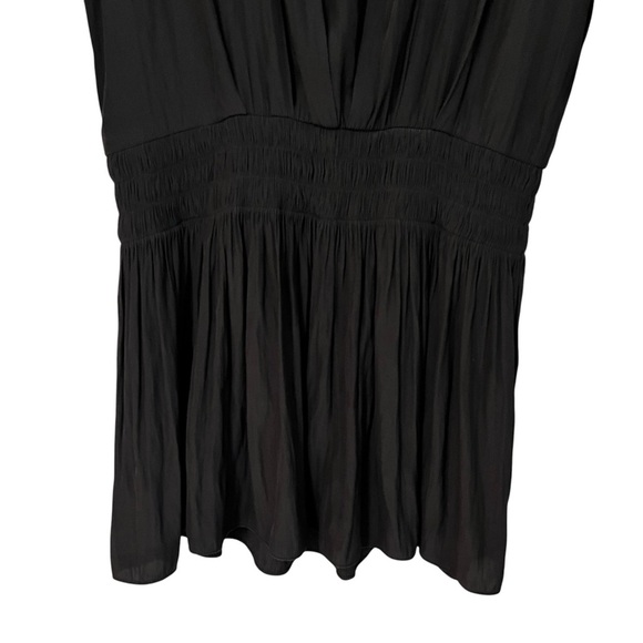 Ramy Brook Pleated Lightweight Black Dress with Cutout Neckline Smocked Waist M - Picture 4 of 15